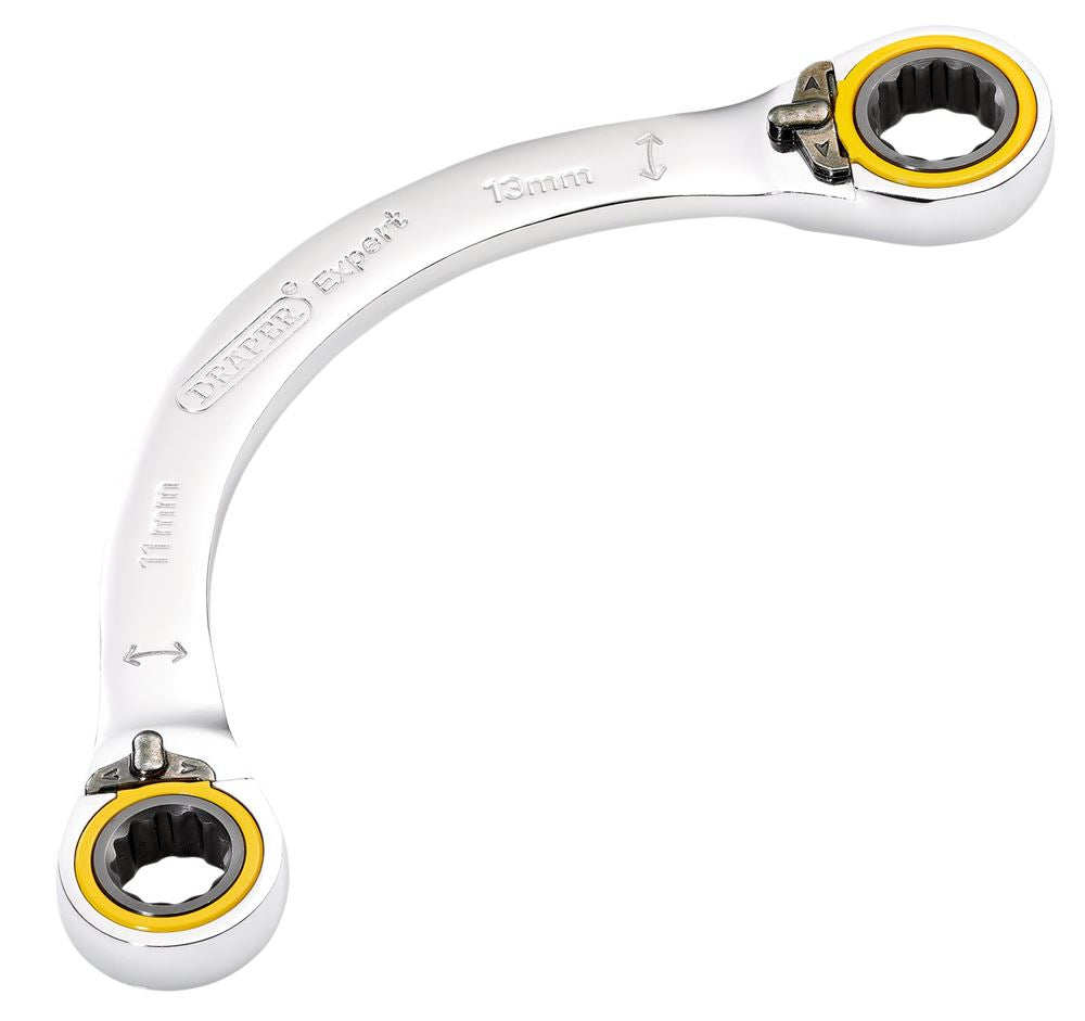 Draper 11X13MM HALF MOON RATCHET SPAN 03934 HI-TORQ® Double Ring Ratchet Half Moon Spanners