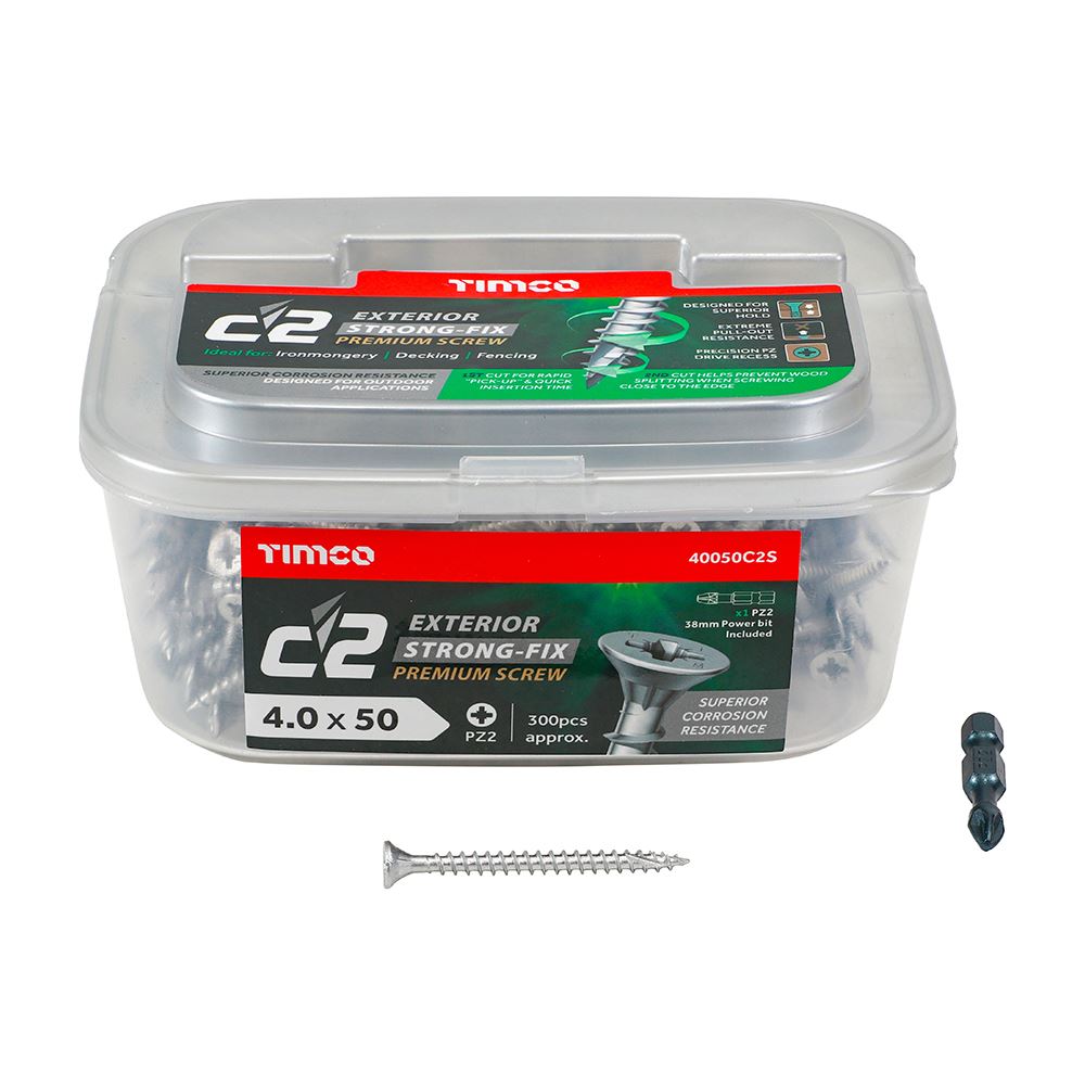 TIMCO C2 Strong-Fix Exterior PZ2 CSK 4.0 x 50 Silver Pack 300