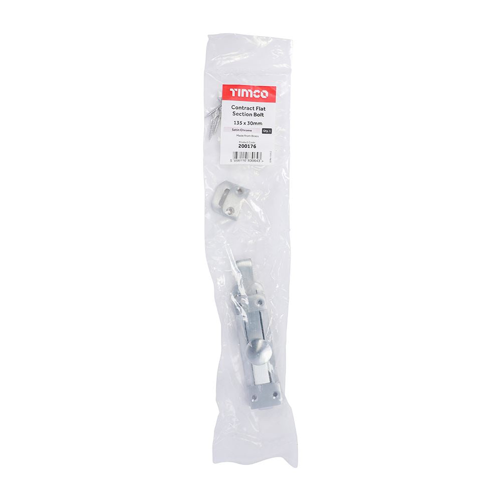 TIMCO Flat Section Bolt Sat. Chrome 135 x 30mm Pack 1