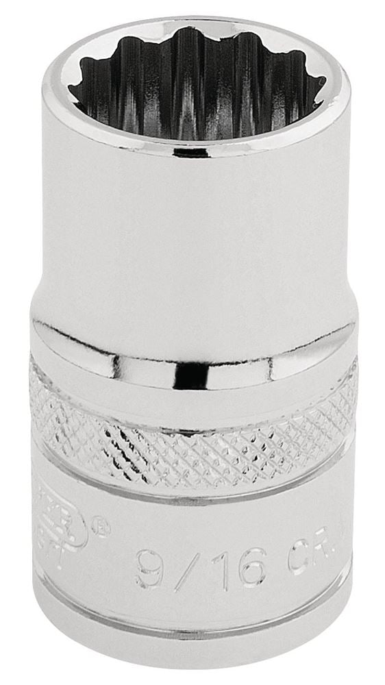 Draper 9/16AF 12PT SOCKET 1/2DR PCKD 33609 1/2" Sq. Dr. Imperial Sockets (Polished Chrome)