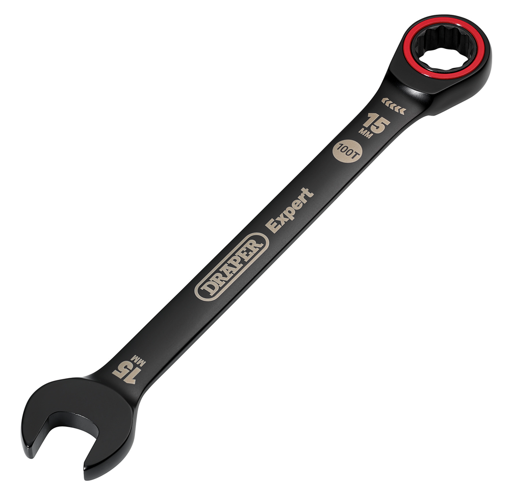 Draper 15.0MM RATCHETING SPANNER 03888 HI-TORQ® Metric Ratchet Combination Spanners, Black