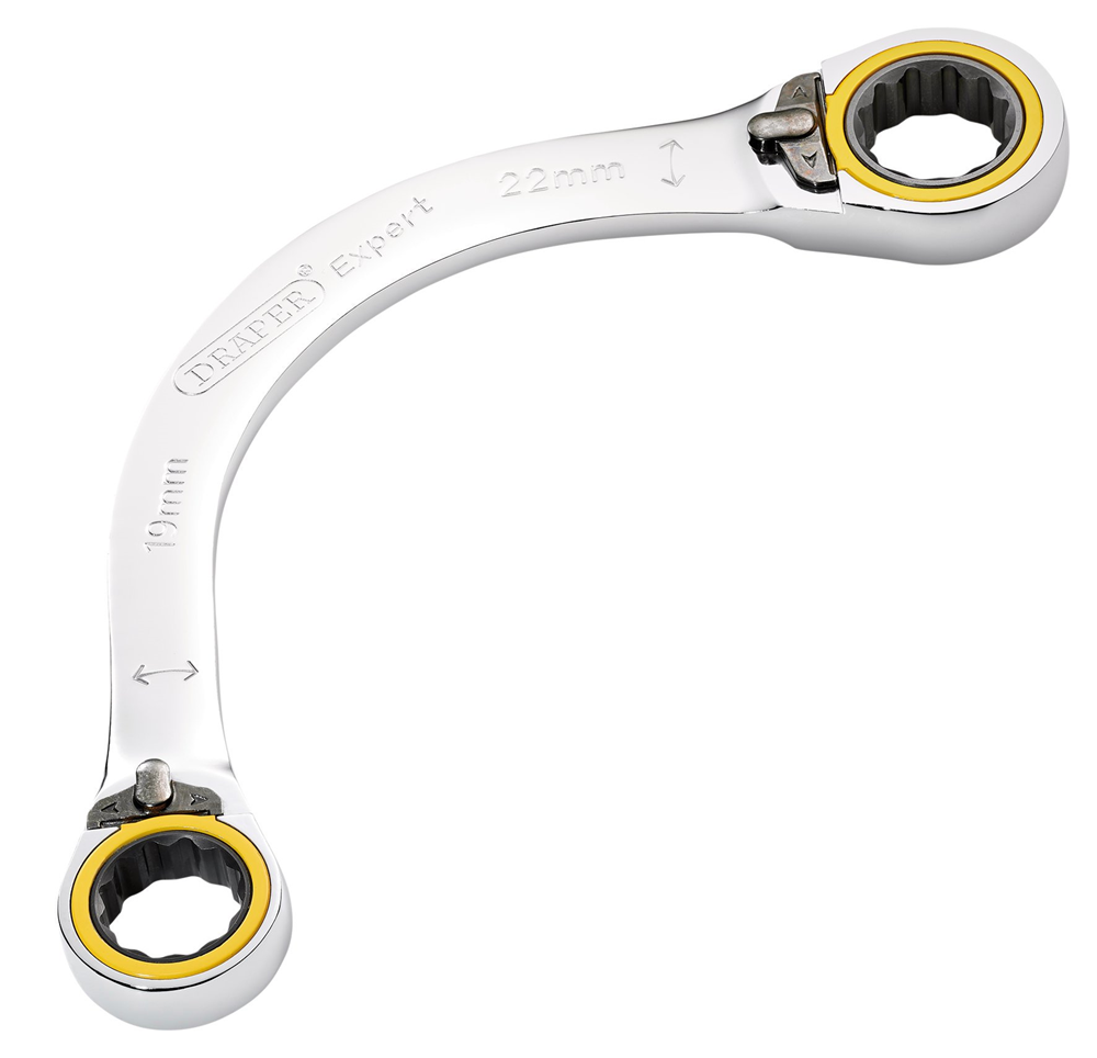 Draper 19X22MM HALF MOON RATCHET SPAN 03937 HI-TORQ® Double Ring Ratchet Half Moon Spanners