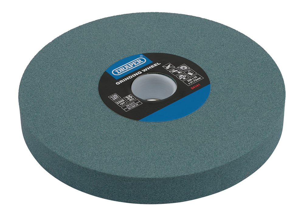 Draper GRINDING WHEEL 120G 200X25MM S 04141 Silicon Carbide Bench Grinding Wheel, 200 x 25mm, 120G