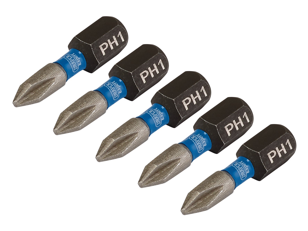 Draper PH1X25MM IMPACT S/D BIT 5PK 04934 Cross Slot/PH Type Impact Screwdriver Bits, 1/4" Hex