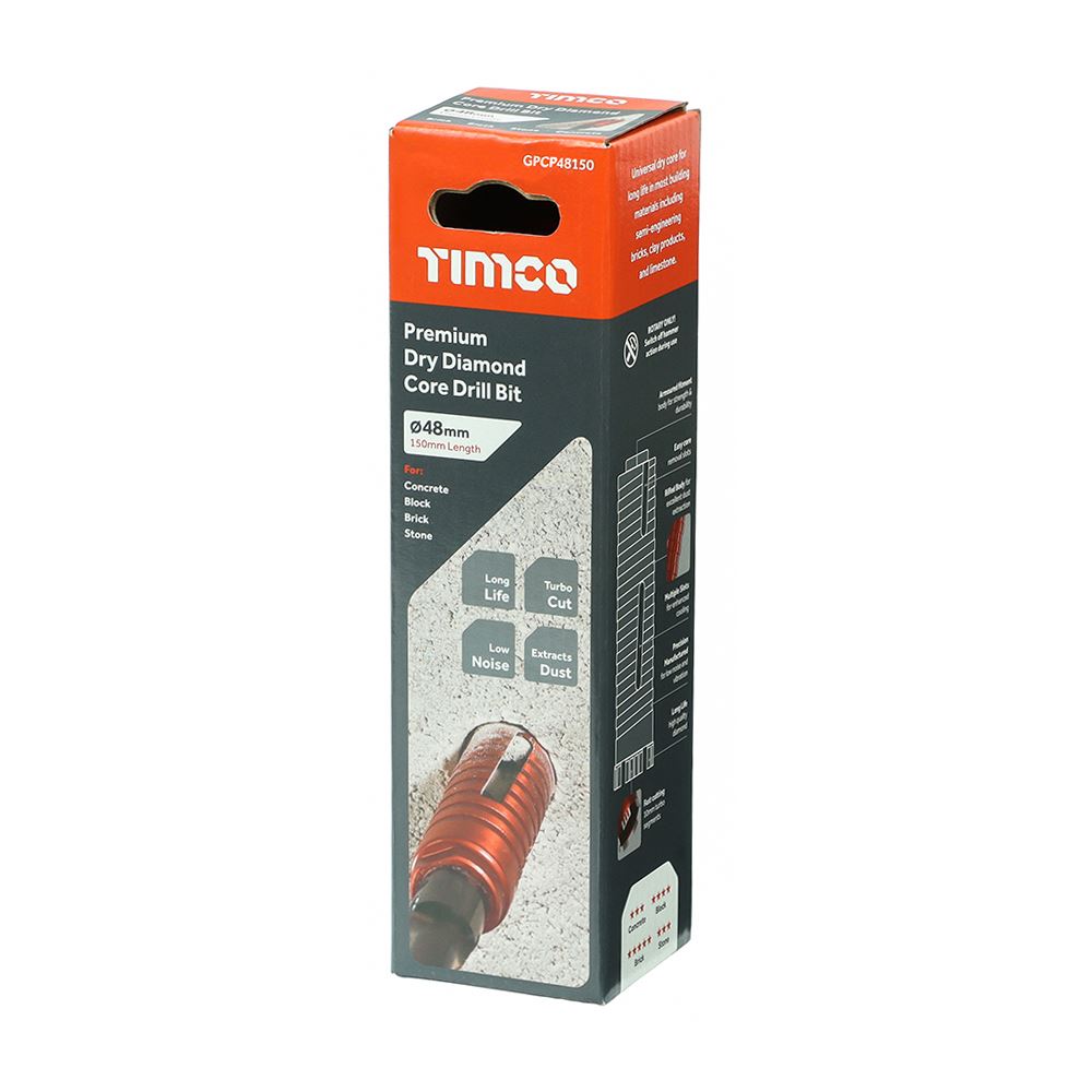 TIMCO Dry Diamond Core Bit 48 x 150mm Pack 1