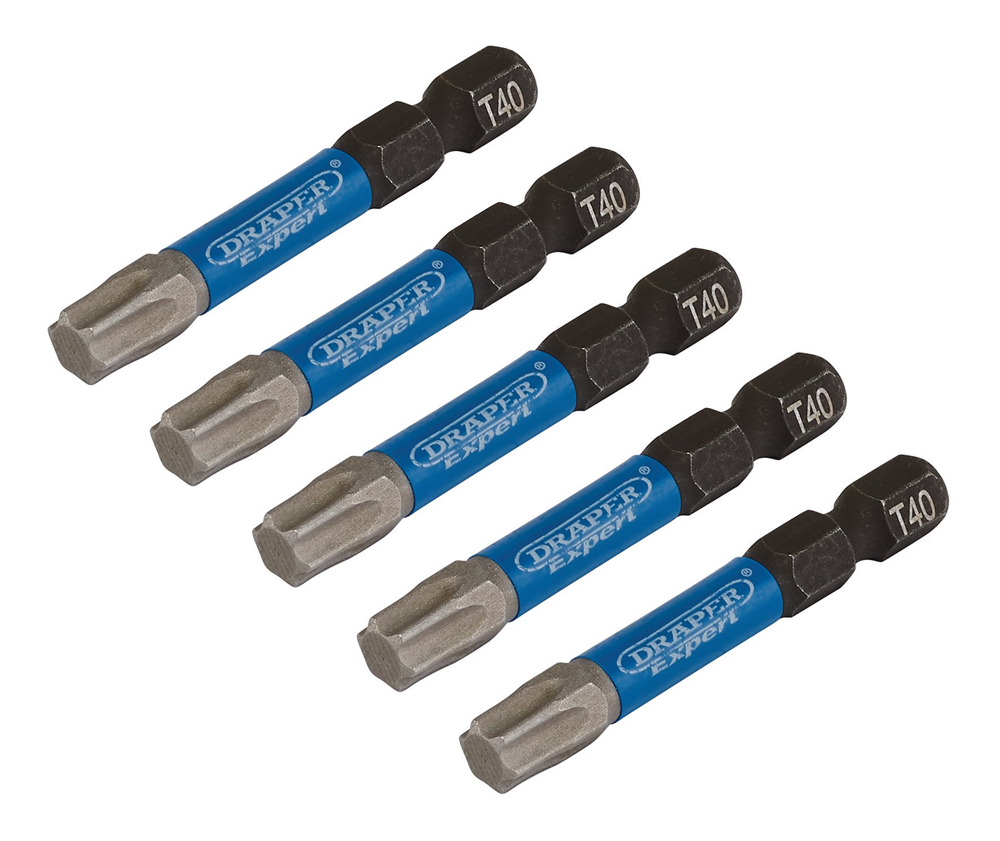 Draper T40X50MM IMPACT S/D BIT 5PK 05672 TX-STAR® Impact Screwdriver Bits, 1/4" Hex
