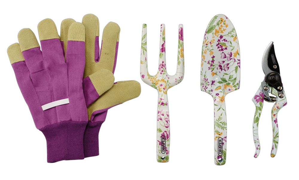 Draper ALU FLORAL 4PC GARDEN TOOL SET 08993 Garden Tool Set with Floral Pattern (4 Piece)