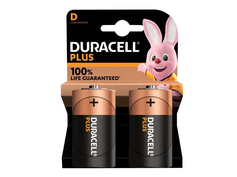 Duracell S18714 D Cell Plus Power +100% Batteries (Pack 2)