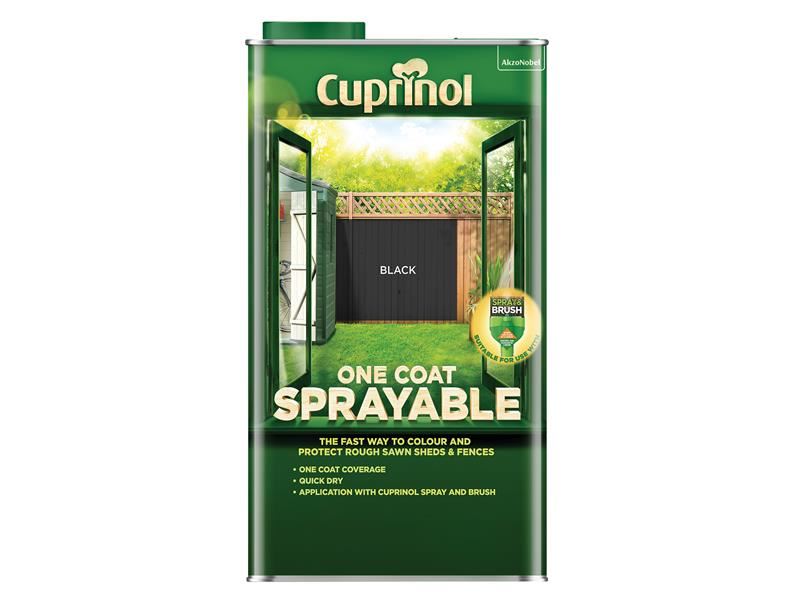 Cuprinol 5355970 One Coat Sprayable Fence Treatment Black 5 litre