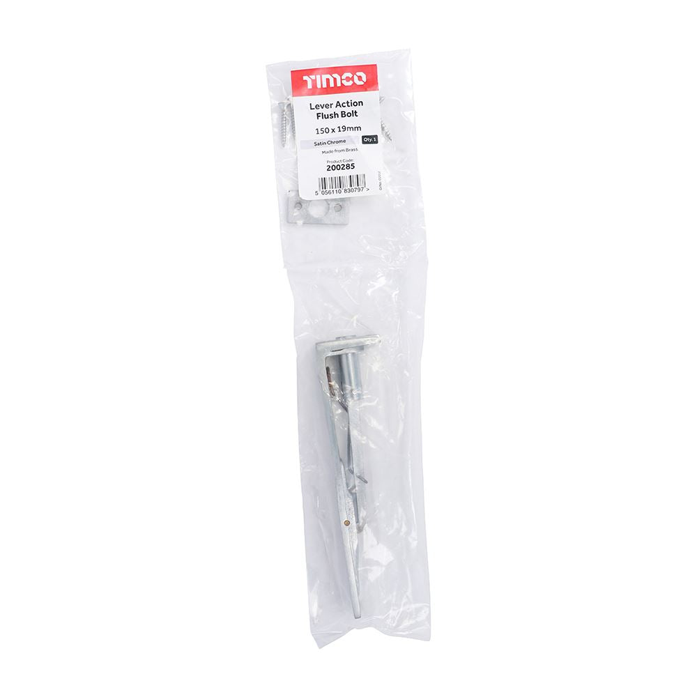 TIMCO Flush Bolt Sat. Chrome 150 x 19mm Pack 1