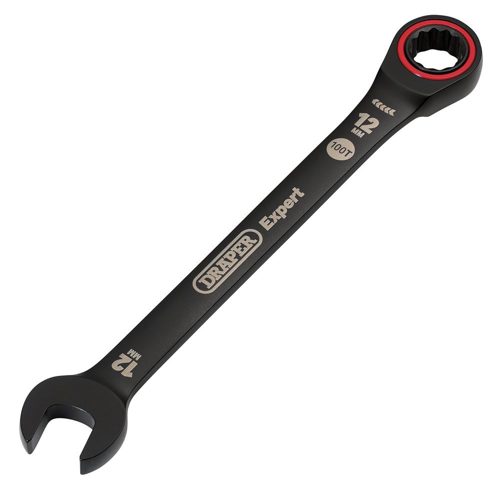 Draper 12.0MM RATCHETING SPANNER 03883 HI-TORQ® Metric Ratchet Combination Spanners, Black