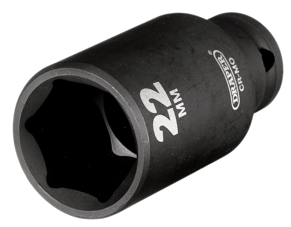 Draper 22MM IMPACT DEEP SOCKET 3/8DR Metric Deep Impact Sockets, 3/8" Sq. Dr.