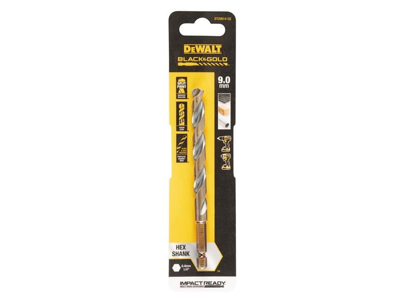 DeWalt BLACK&GOLD Hex HSS-G Drill Bit 9.0mm