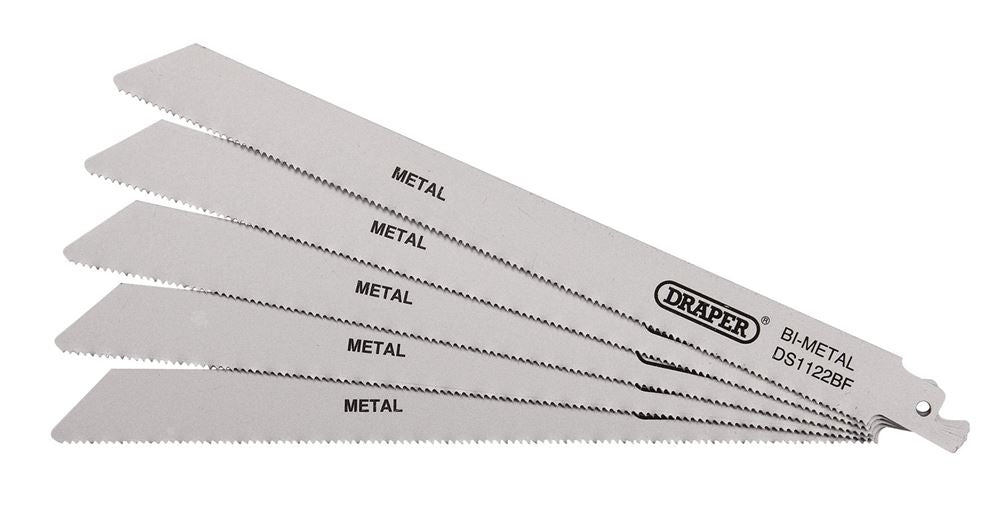 Draper RECIP SAW BLADE 5PCS - S1122BF 38594 Bi-metal Reciprocating Saw Blades, 225mm (Pack of 5)