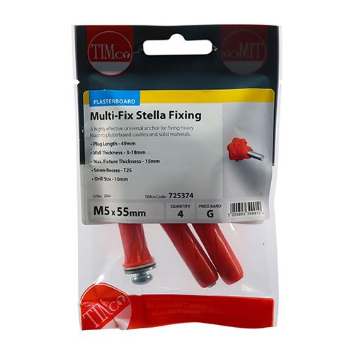 TIMCO Multi-Fix Stella Fixing Red M5 x 55 Pack 4