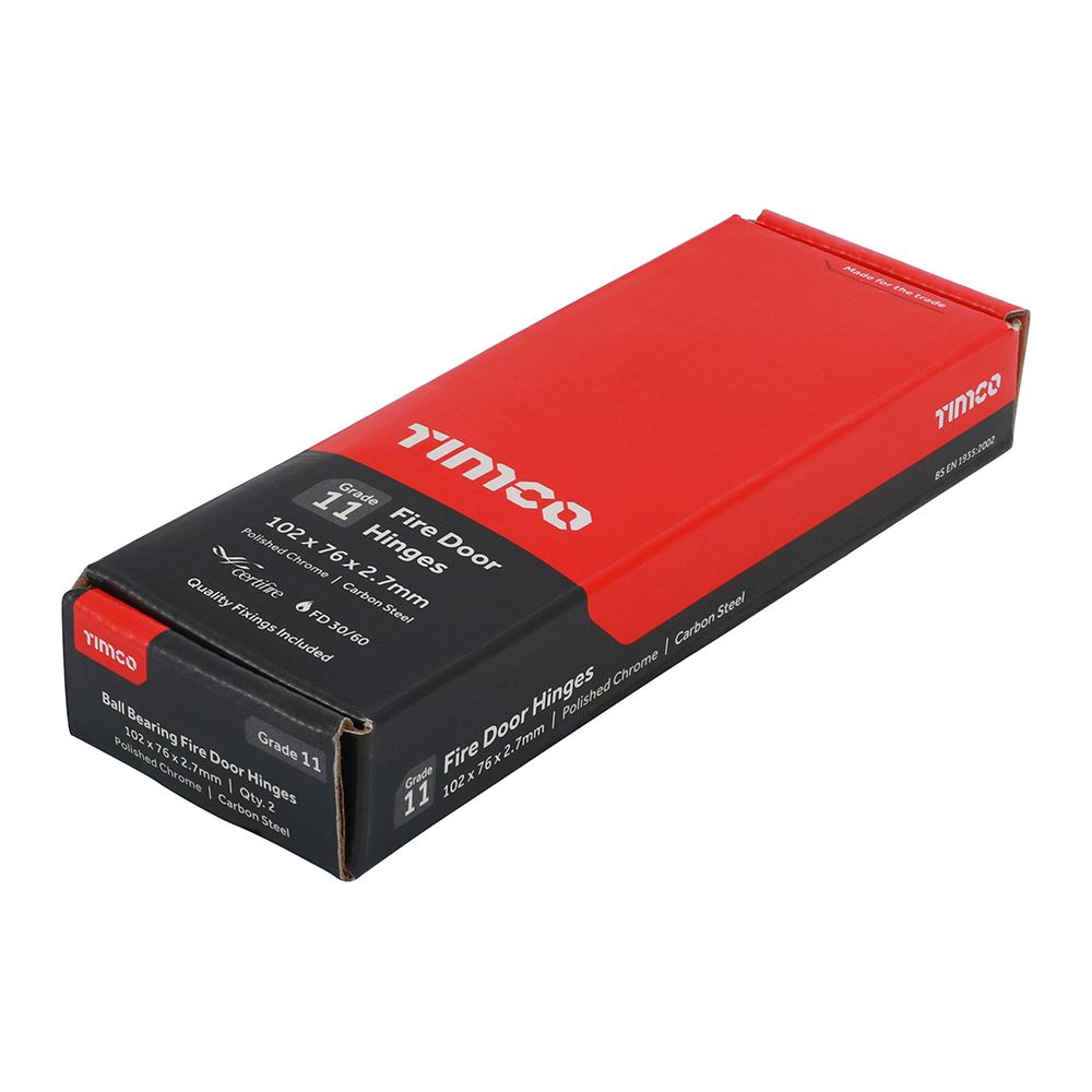 TIMCO 11 Fire Door Hinge PC 102 x 76 x 2.6 Pack 2