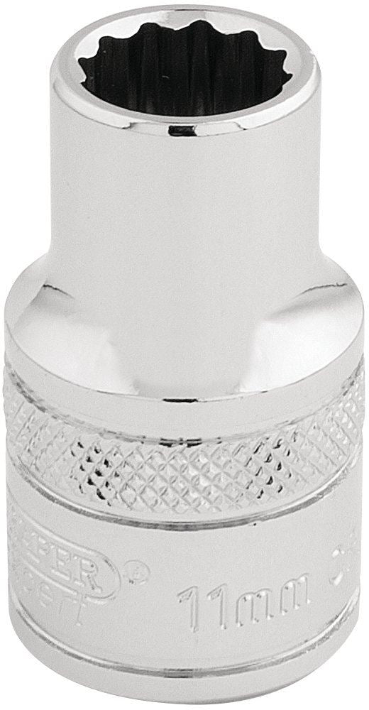 Draper 11MM 12PT SOCKET 1/2DR PCKD 33095 1/2" Sq. Dr. Metric Sockets (Polished Chrome)