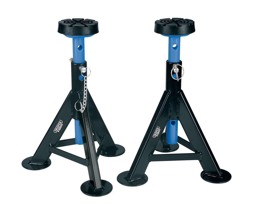 24173 Draper Expert Expert Axle Stands, 3 Tonne, Blue (Pair) AS3000E Professional Trade DIY Workshop Garage Use
