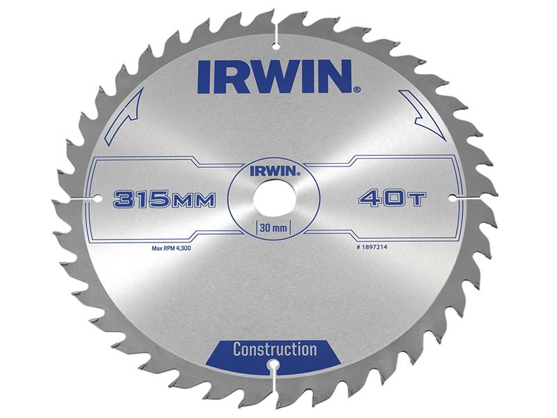 IRWIN® 1897214 General Purpose Table & Mitre Saw Blade 315 x 30mm x 40T ATB