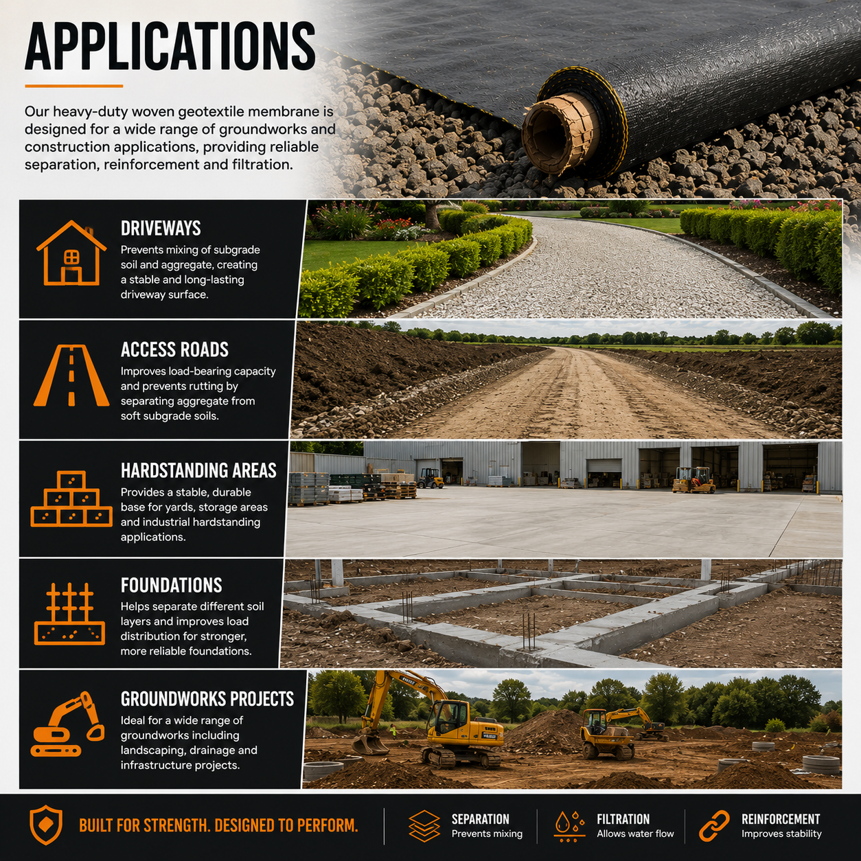 4.5m x 100m Weed Control Ground Cover Membrane Landscape Fabric Woven Geotextile