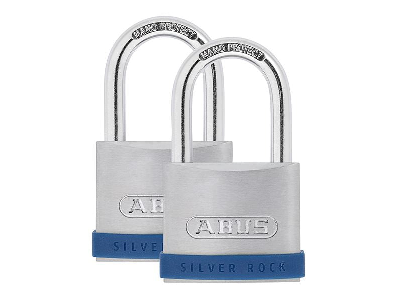 ABUS 80889 50mm Silver Rock� 5 Padlock Twin Pack