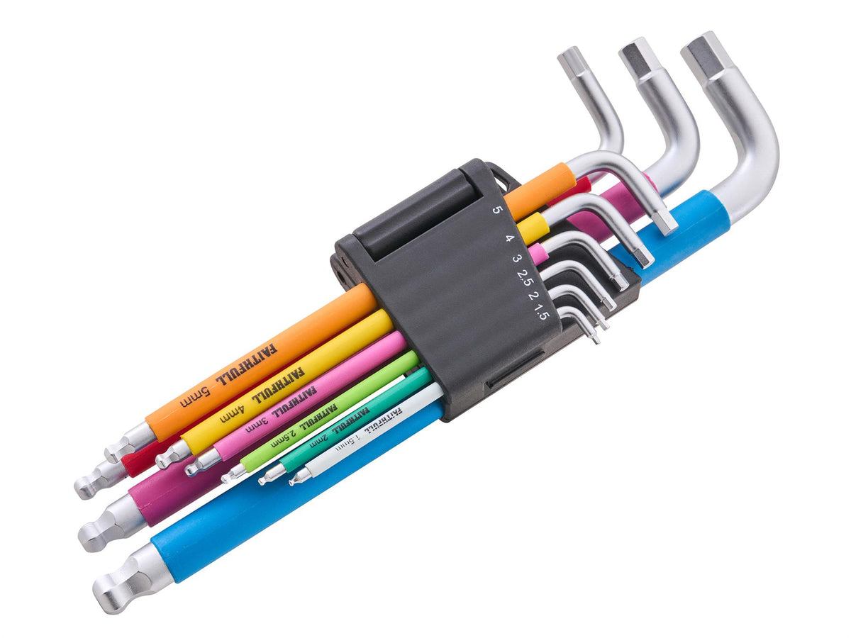 Faithfull 9 Piece Colour Coded Hex Key Set Professional Trade DIY Workshop Equipment