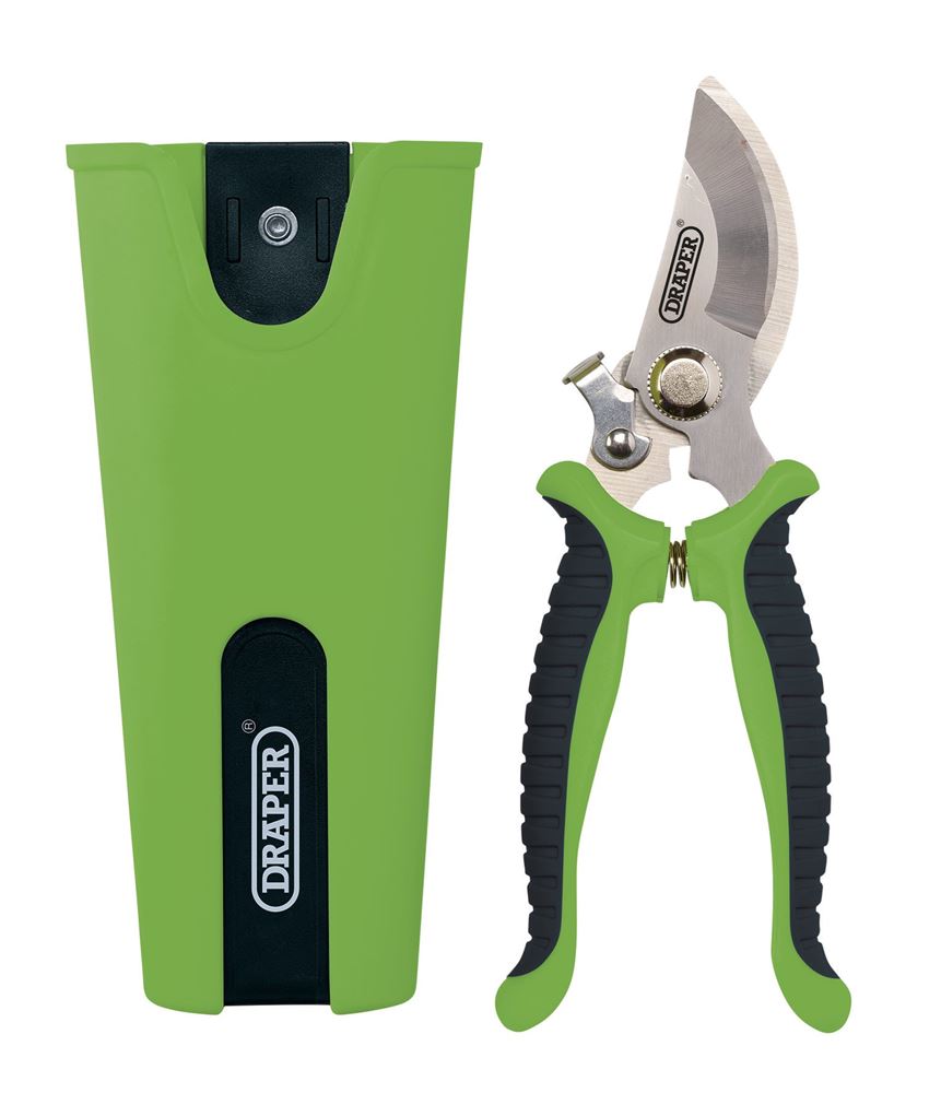 09007 Draper Bypass Secateurs and Holster Set, 190mm (2 Piece) BSHDL Professional Trade DIY Workshop Garage Use