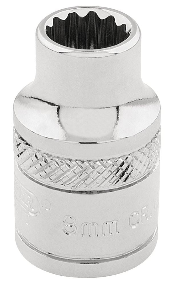 Draper 8MM 12POINT SOCKET 3/8DR-PCKD 32768 3/8" Sq. Dr. Metric Sockets (Polished Chrome)