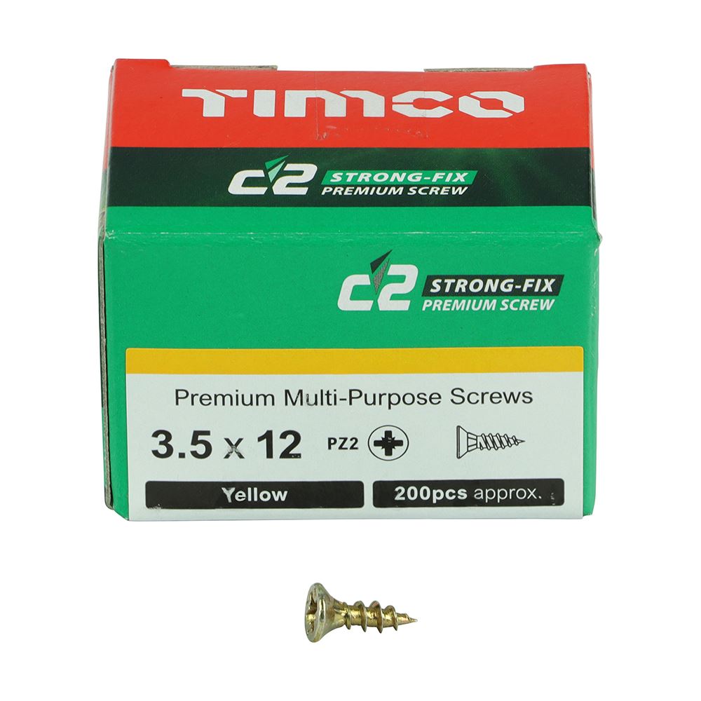 TIMCO C2 Strong-Fix PZ2 CSK ZYP 3.5 x 12 Gold Pack 200