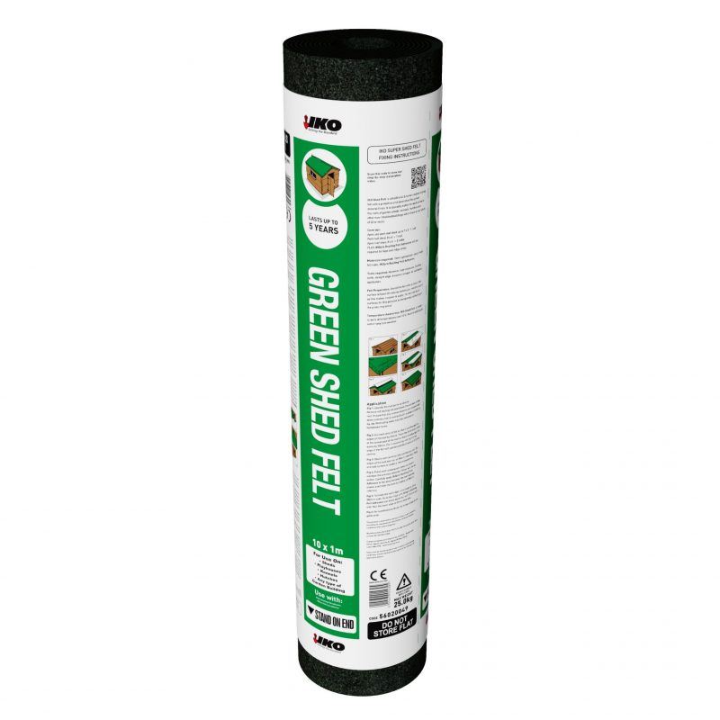 IKO Shed Roofing Felt Roll – Waterproof Bitumen Mineral Roof Felt for Garden Sheds, Garages & Outbuildings – Black Heavy Duty Roofing Material