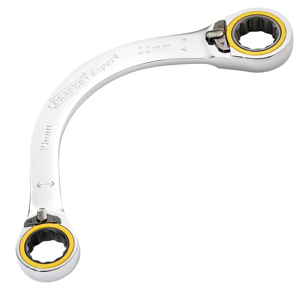 Draper 19X22MM HALF MOON RATCHET SPAN 03937 HI-TORQ® Double Ring Ratchet Half Moon Spanners