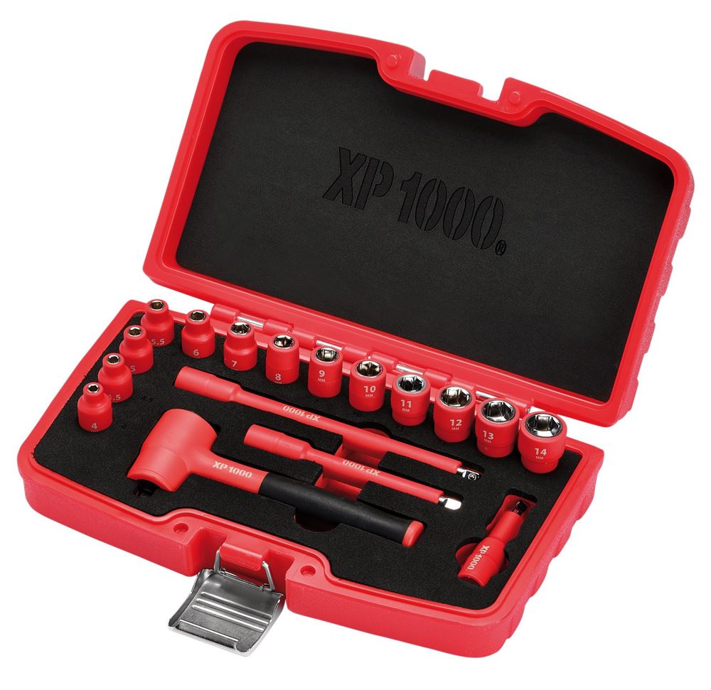 Draper XP1000 17PC 1/4 VDE SOCKET SET XP1000® VDE Metric Socket Set, 1/4" Sq. Dr. (17 Piece)