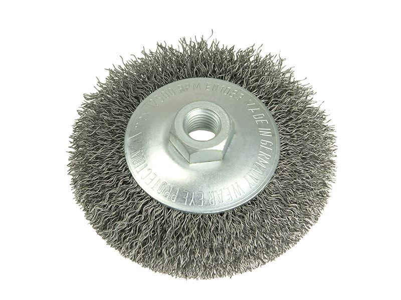 Lessmann 422.177 Conical Bevel Brush 100mm x M14 Bore, 0.35 Steel Wire
