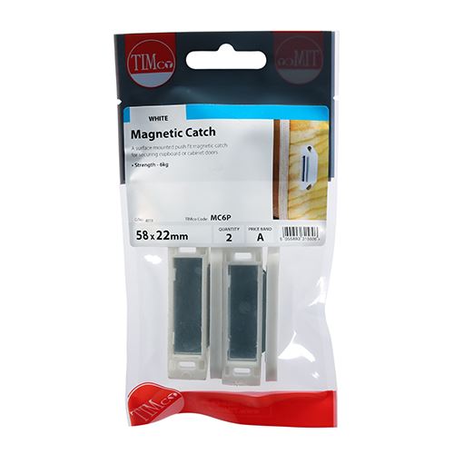 TIMCO Magnetic Catch 6kg White Pack 2