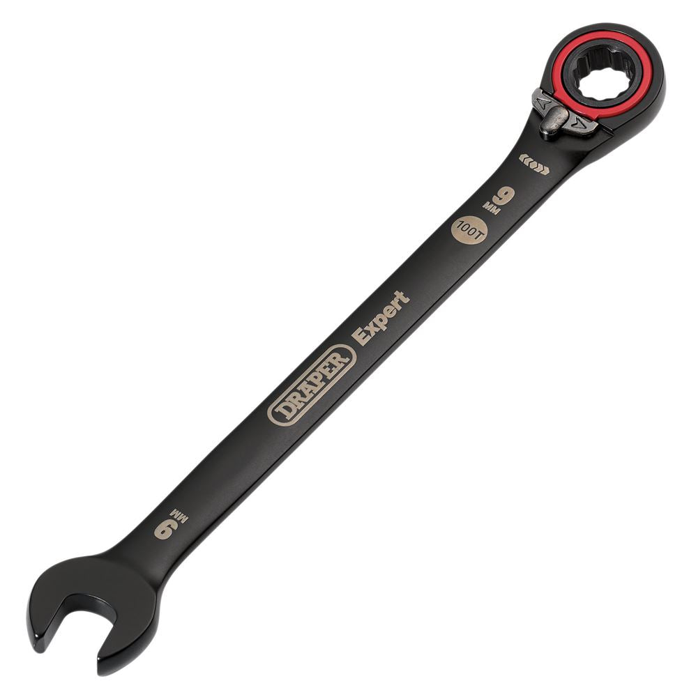 Draper 9MM REVERSIBLE RATCHET SPANNER 03899 HI-TORQ® Metric Reversible Ratchet Combination Spanners, Black