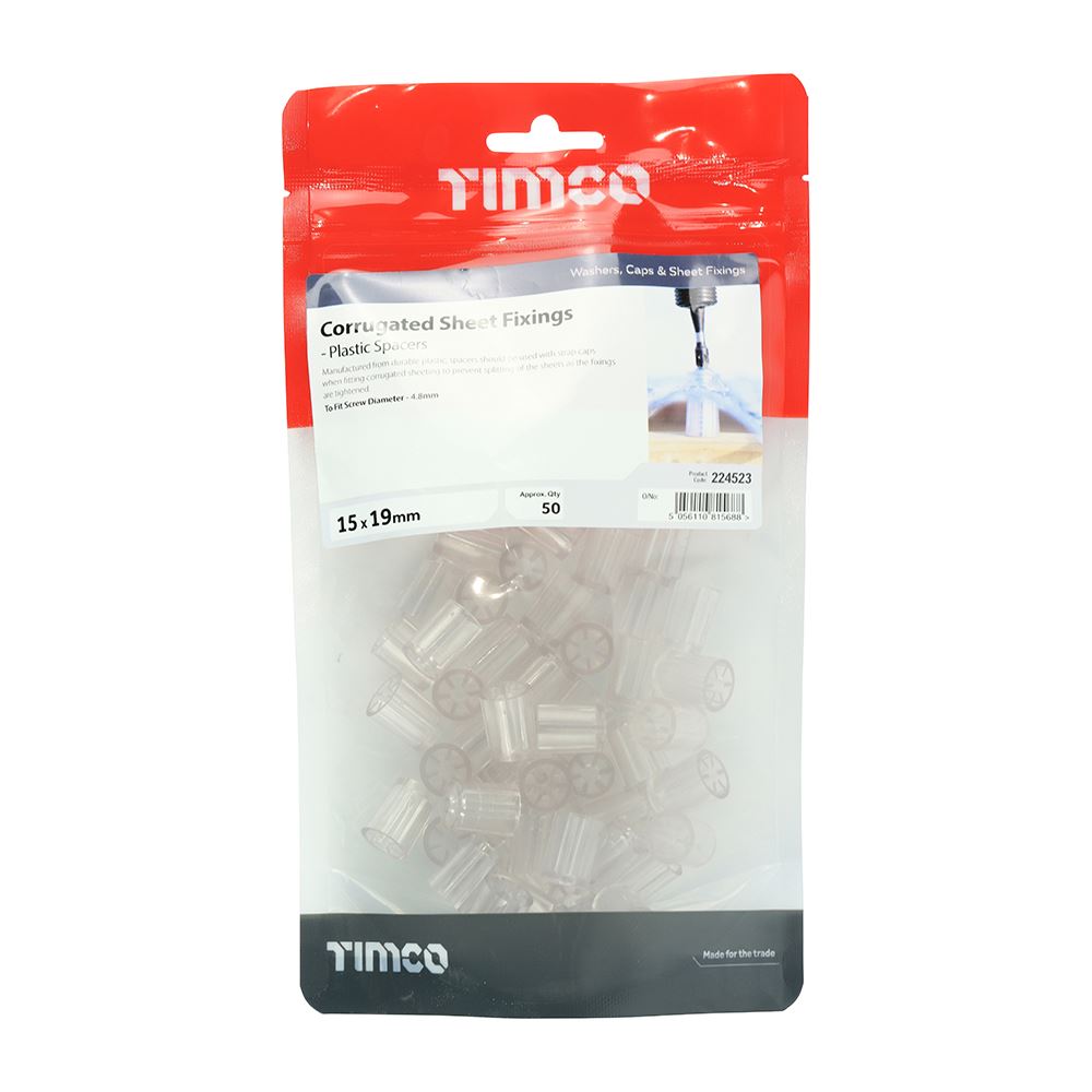 TIMCO Spacers Clear 15.0 x 19 Pack 50