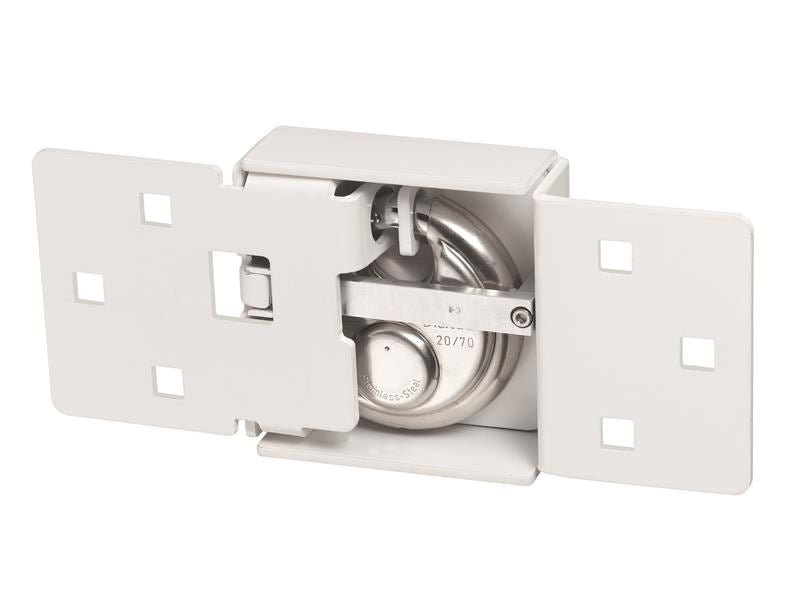 ABU 141/200 Diskus Integral Van Lock White & 26/70mm Diskus Padlock Twin Pack