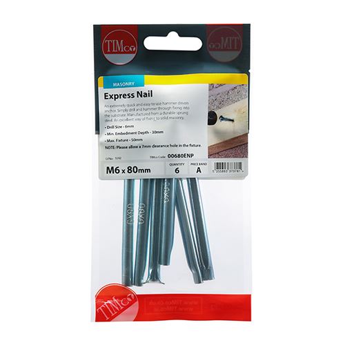 TIMCO Express Nail - BZP 6.0 x 80 Silver Pack 6