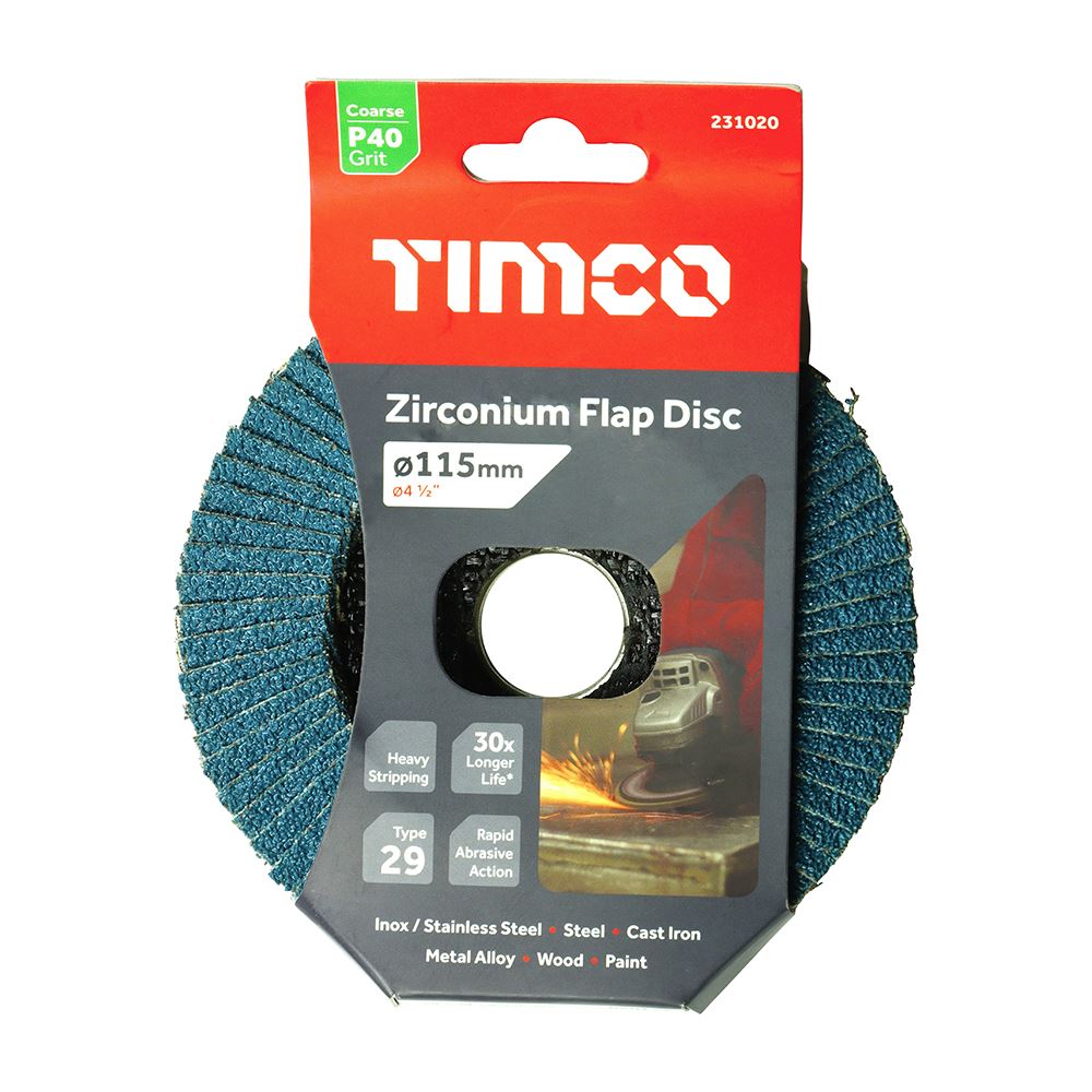 TIMCO Zirconium Flap Disc P40 115 x 22.23 Pack 1
