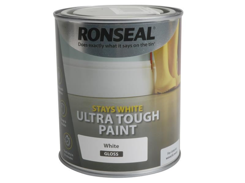 Ronseal 37522 Stays White Ultra Tough Paint Gloss White 750ml
