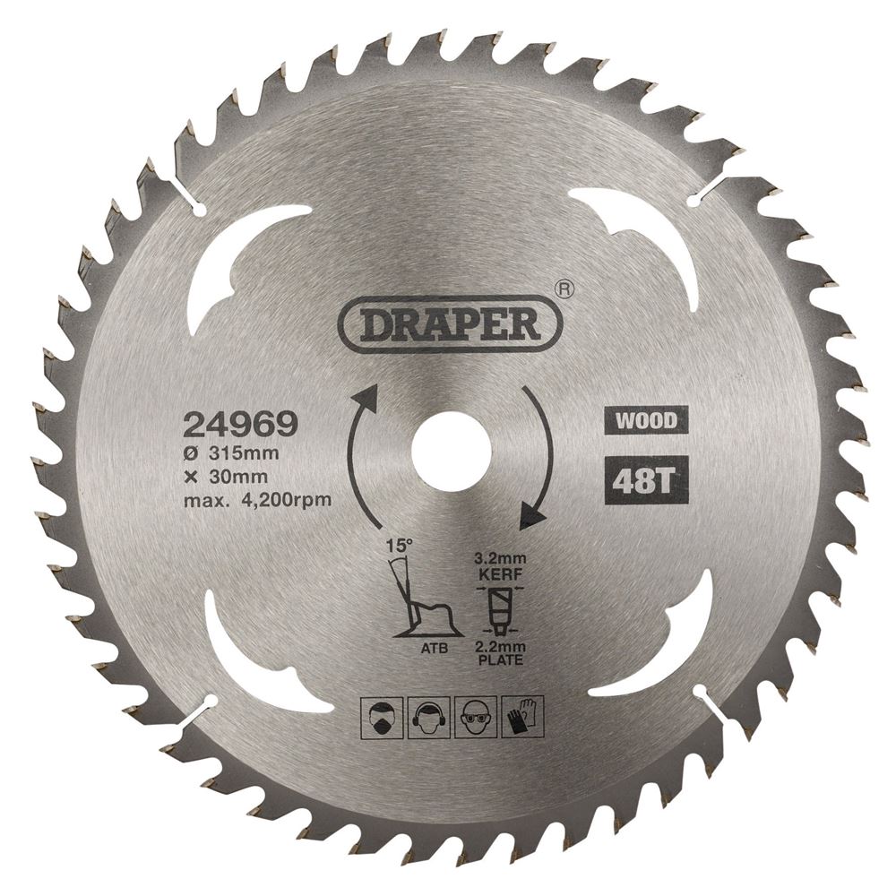 Draper TCT SAW BLADE 315MM 48T WOOD 24969 TCT Circular Saw Blade for Wood, 315 x 30mm