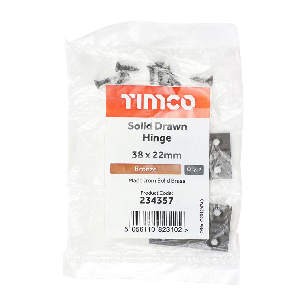 TIMCO Solid Drawn Hinge Bronze 38 x 22 Pack 2