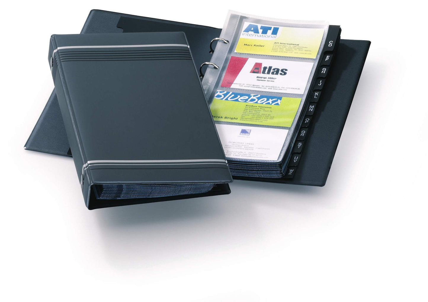 Durable VISIFIX 200 Business Card Ring Binder Album | A-Z Index Tabs | Black