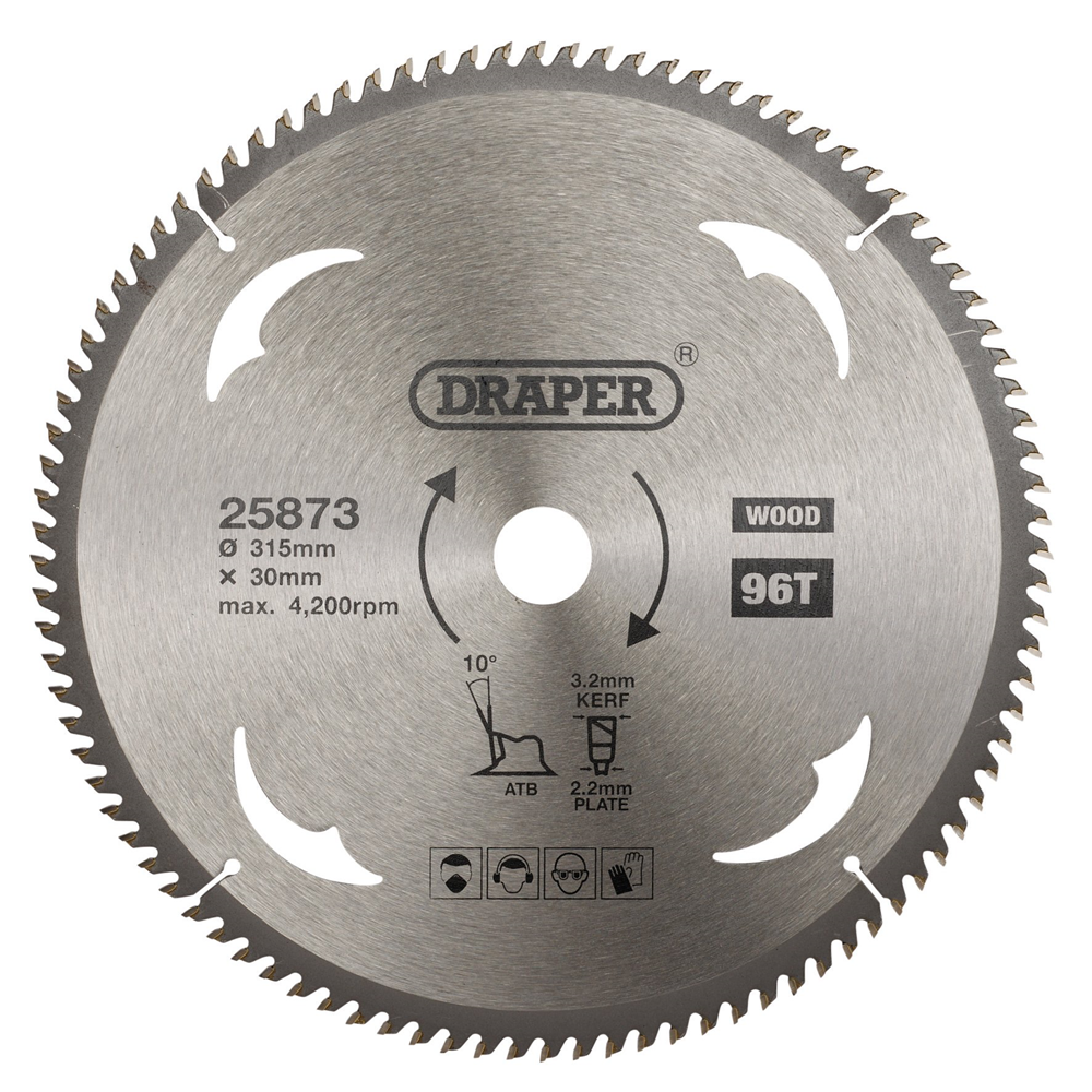 Draper TCT SAW BLADE 315MM 96T WOOD 25873 TCT Circular Saw Blade for Wood, 315 x 30mm