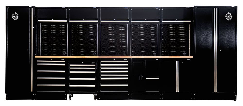 BUNKER 25 Piece Modular Storage Combo with Hardwood Worktop, 4915mm