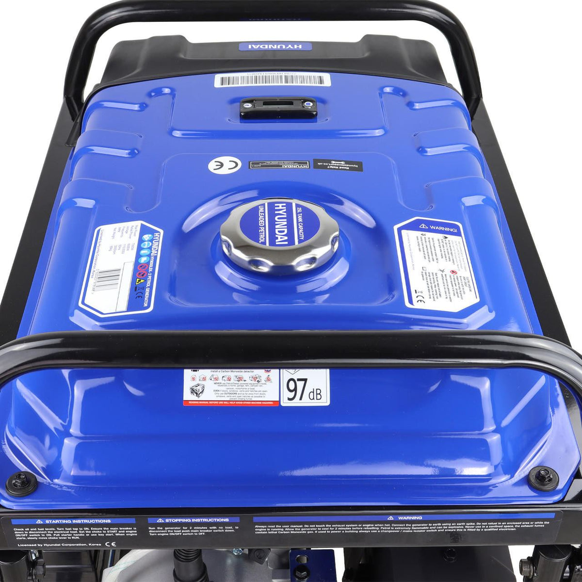 Hyundai HY9000LEK-2 Petrol Generator 7kW 8.75kVA Recoil Electric Start Portable Site Power Backup Power Portable Backup Site Power