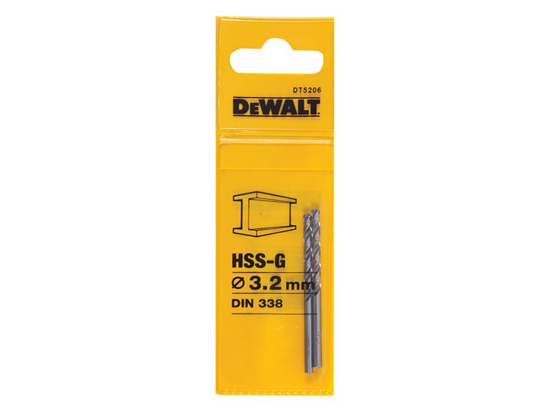 DeWalt DT5206-QZ HSS-G Jobber Drill Bit 3.2mm OL:65mm WL:36mm