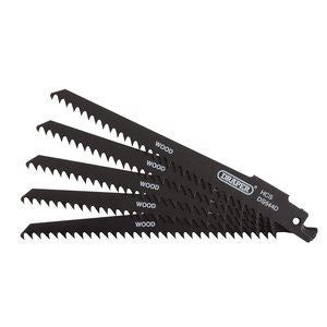 43430 Draper Reciprocating Saw Blades for Wood and Plastic Cutting, 150mm, 6tpi (Pack Professional Trade DIY Workshop Garage Use