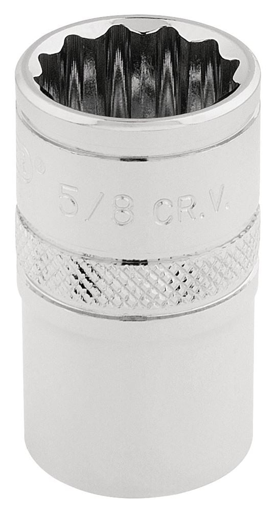 Draper 5/8AF 12PT SOCKET 1/2DR PCKD 33641 1/2" Sq. Dr. Imperial Sockets (Polished Chrome)