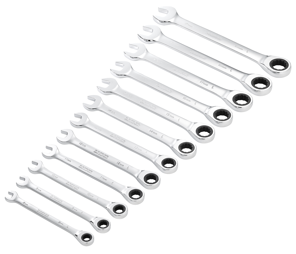 Draper 12PC RATCHETING SPANNER SET 27689 27689 HI-TORQ® Metric Ratchet Combination Spanner Set (12 Piece)